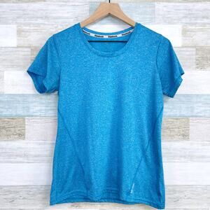Reebok Activewear Tech Tee Blue Short Sleeve Crew Neck Gym Workout Womens Medium